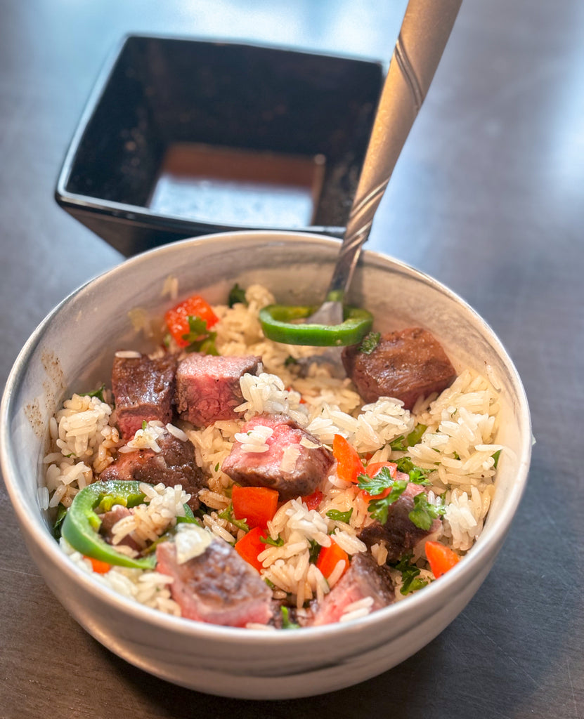 Tequila Lime Flank Steak Rice Bowls