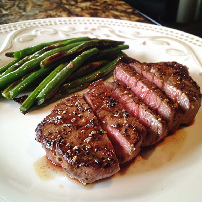 An image of a sirloin tip steak under a spotlight to highlight it as the underrated star within the beef family.